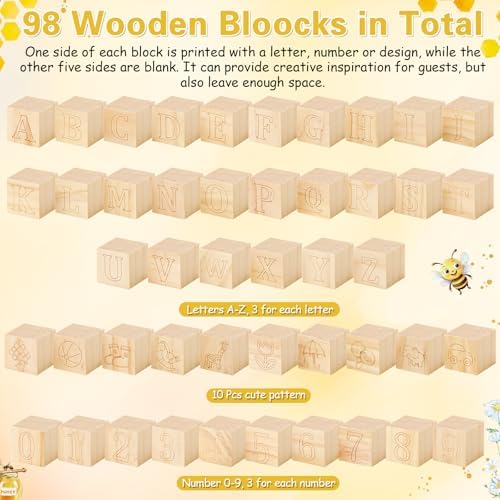 Marsui 136 Pcs Baby Shower Blocks to Decorate Game Kit, Bee - Image 4