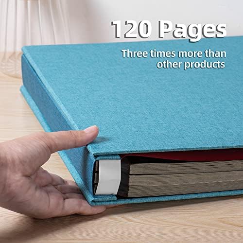 Large Photo Album Self Adhesive 4x6 5x7 3x5 8.5x11 Scrapbook Magnetic DIY - 13 x 12.8 Inches, 120 Black Sticky Pages, Linen Cover (Sky Blue) - Image 4