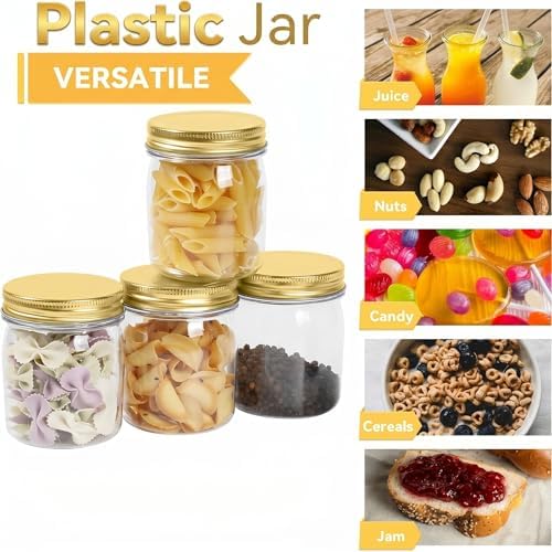 novelinks 8 oz Plastic Mason Jars and Clear Plastic Jars with Lids 8 oz - Image 4