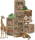Jungle Safari Party Decorations – 10 Inch Jungle Theme Favor Boxes with Wild Animal Cardboard Cutouts for Birthday Party, Trunk or Treat Car Decor by KARAQY