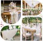 Sioloc Ivory White Cream Cheesecloth Table Runner 120'' x 35'',Spring Easter Decor Soft Gauze Boho Wedding Table Decor for 10ft Table Birthday Party,Baby Shower, Bridal Shower, Home & Event Decor - Image 4