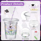 Sliner 50 Sets 16 oz Purple Graduation Plastic Cups for Hot Cold Drinks - Image 3