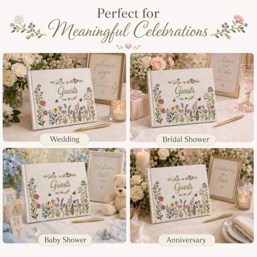 Wedding Guest Book,10.2x8.2in Linen Guest Book - Image 5