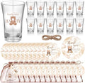 Funnymoom 50 Sets Teddy Bear Baby Shower Favors We Can Bearly Wait for Guests Souvenir Brown Bear Acrylic Clear Shot Glasses Thank You Tags with Twine Organza Bags for Birthday Supplies, Gender Reveal by Funnymoom