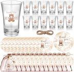 Funnymoom 50 Sets Teddy Bear Baby Shower Favors We Can Bearly Wait for Guests Souvenir Brown Bear Acrylic Clear Shot Glasses Thank You Tags with Twine Organza Bags for Birthday Supplies, Gender Reveal by Funnymoom