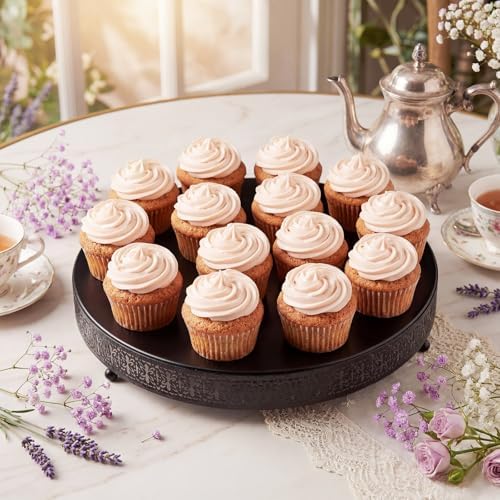 Wenqik Black Metal Cake Stand 20 Inch with Cutting & Spatula - Image 5