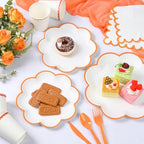 350 Pcs Orange and White Paper Plates and Napkins Set, Serve for 50 Guests - Image 3