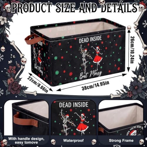 CHENGU 6 Pack Christmas Storage Bin Collapsible Christmas Skeleton Basket - Image 2