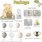 131PCS Vintage Bear Baby Shower Decorations Large Coroplast Cutout with Stand, Gender Neutral Balloons Arch& Bee Stickers for Birthday, Photo Props & Pooh Party Supplies - Image 3
