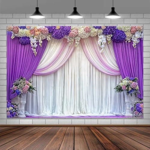 20x10ft Purple Flower Backdrop Lavender Purple Lilac Floral Girl Birthday Portrait Background Photography Wedding Bridal Shower Baby Shower Anniversary Ceremony Decoration Photo Studio Props - Image 2