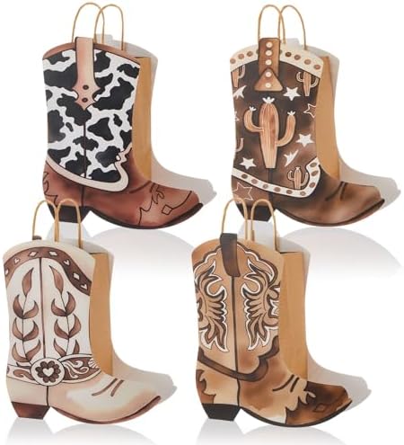 Tioncy 24 Pcs Cowboy Boot Paper Gift Bags, Assorted Style, Brown by Tioncy