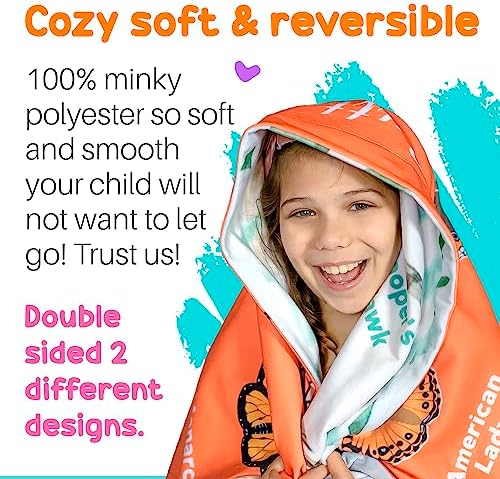 Butterflies and Birds Learning Blanket, Backyard Nature ABC Minky Throw, Preschool Daycare Nap Blanket and Teacher Gift for Toddlers, 50x60 in, Birdy Boutique - Image 4