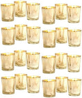 Hosley Set of 24 Gold Mercury Filled Glass Votive Candles. Ideal Gift for Weddings, Bridal Showers, Parties, Home Decor, and Special Events by HOSLEY