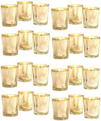 Hosley Set of 24 Gold Mercury Filled Glass Votive Candles. Ideal Gift for Weddings, Bridal Showers, Parties, Home Decor, and Special Events by HOSLEY