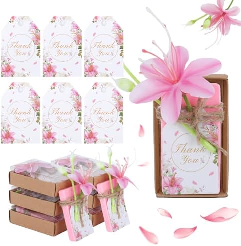 50PCS Handmade Soap Wedding Favor Natural Eucalyptus Handmade Soaps Soap Thank You Gifts Bridal Shower Favors Soaps for Baby Shower Party Spring Garden Decorations (pink boxs) by WxzumgPARTYFAVORS