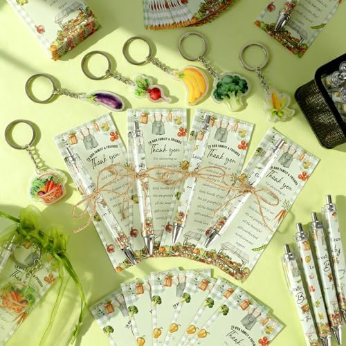 145 Pieces Locally Grown Baby Shower Gifts for Guest Farmers Market Baby On the Way Ballpoint Pens and Keychains Favors Bulk Retractable Baby Shower Pens Gender Reveal Greeting Cards Souvenirs Prizes - Image 4