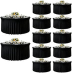 GALLETY 12 Pack Black Table Cloth for 5FT Round Tables, Fitted Spandex 120 inch Round Tablecloth, Wrinkle Free Black Table Skirt for Receptions Birthday Holiday Dinner Banquet Juneteenth Decorations by Creativepartyuniquedecorat
