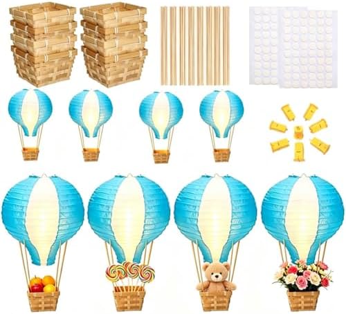 Palmhill 8 Sets 11.8" Hot Air Balloon Decorations Lanterns With Led Light by Palmhill