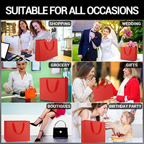 EUSOAR Large Red Shopping Bags, 25 Pack 12.5x4.5x11 inches Gifts Wrap Bags Handles Bulk, Merchandise Retail Wrapping Bags for Business, Craft Grocery, Boutique, Party Favor, Wedding - Image 5