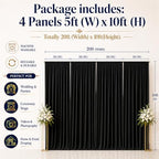 20ftx10ft Black Backdrop Curtain for Wedding Parties, Wrinkle Free Silky Polyester 4 Panels 5x10ft Draping Fabric Photo Back Drop Cloth for Birthday Photography Background Photoshoot - Image 6