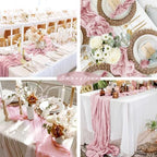 Light Pink 12 Pcs Cheesecloth Table Runner 10FT Runner for Tables Gauze Fabric 35 x 120 Inches Long Boho Table Runner Decoration Rustic Sheer Runner for Wedding Birthday Baby Shower Party (Light Pink) - Image 6