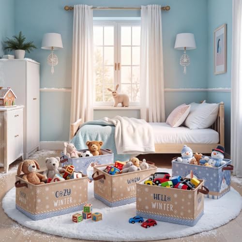 CHENGU 6 Pack Winter Storage Bin Collapsible Winter Christmas Basket - Image 5