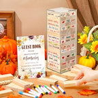80 Wedding Guest Book Alternative tumbling tower Wooden Block, Pumpkin - Image 4