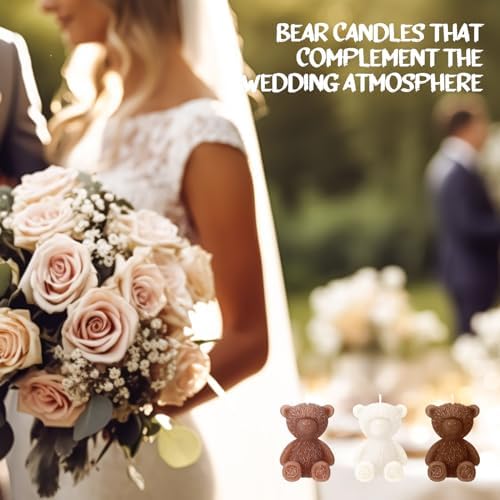 Threlaco 30 Sets Large Bear Candle Baby Shower Party Favor, Brown Series - Image 6