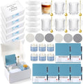Ctosree 6 Set/48 Pcs Blue Baby Shower Game Prizes for Winners Gift Set Include Notebook Pen Ceramic Mug Spoon Coaster Scented Candle Eye Mask Gift Box for Wedding Bridal Baby Shower Favor for Guest by Ctosree