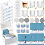 Ctosree 6 Set/48 Pcs Blue Baby Shower Game Prizes for Winners Gift Set Include Notebook Pen Ceramic Mug Spoon Coaster Scented Candle Eye Mask Gift Box for Wedding Bridal Baby Shower Favor for Guest by Ctosree