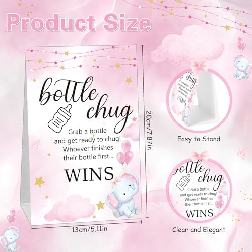 Trelaco 12 Pcs Baby Shower Bottle Chug Game, Elephant, Pink - Image 2