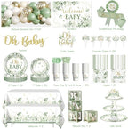 Sage Green Baby Shower Decorations Set,Serves 25 Guests - Image 2