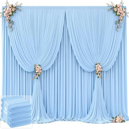 20ft x 12ft Baby Blue Backdrop Curtains Wrinkle Free Backdrop Curtain for Wedding Parties Blue Fabric Backdrops Drapes Back Drop Cloth Bridal Shower Stage Curtains Wedding Decorations for Reception by Tao-GePartyDecorations