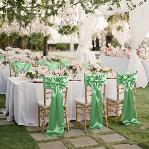 fani Sage Green Satin Chair Straps Bows,120 PCS 7x108 Inch,Chair Sash - Image 7