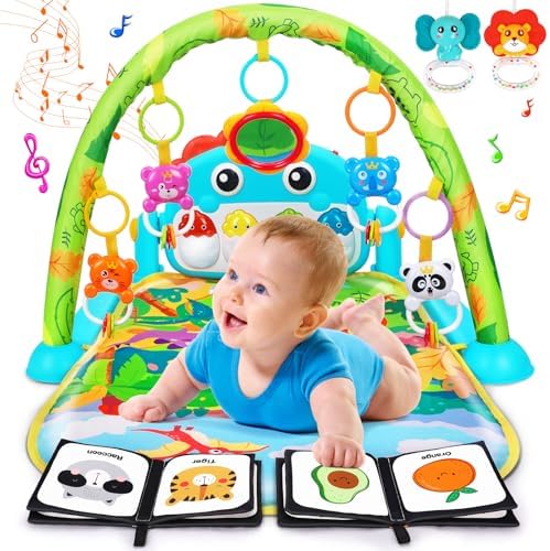 UMIKU Baby Play Mat Tummy Time Mat Boy High-Contrast Cloth, Green Dinosaur by UMIKU