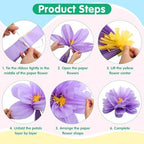 Geyee 40 Pcs Mexican Giant Paper Flowers Leaves Set, 24 Pcs Large Mexico Tissue Paper Flowers and 16 Green Leaves for Mexican Party Wedding Archway Fiesta Birthday Decoration 20" 10'' - Image 4