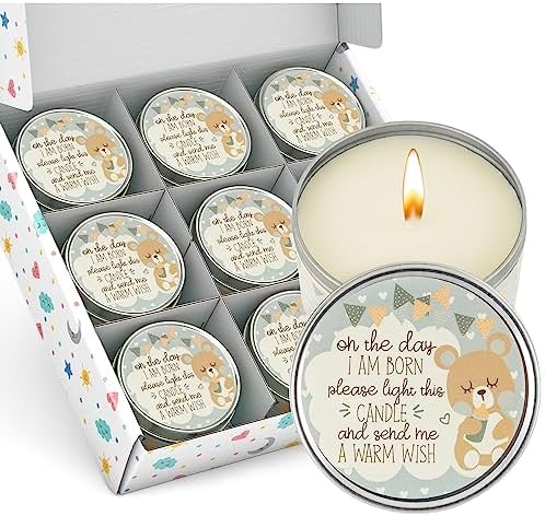 Majestic Zen Scented Candles 9-Pack | Soy Wax Baby Shower Candle Favors for Boy | Fresh Baby Powder Scent | Long-Lasting Party Keepsakes for Baby Shower & Gender Reveal by MajesticZen