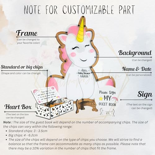 Unicorn Baby Shower Guest Book Alternative - Wooden Frame Drop Box - Image 6