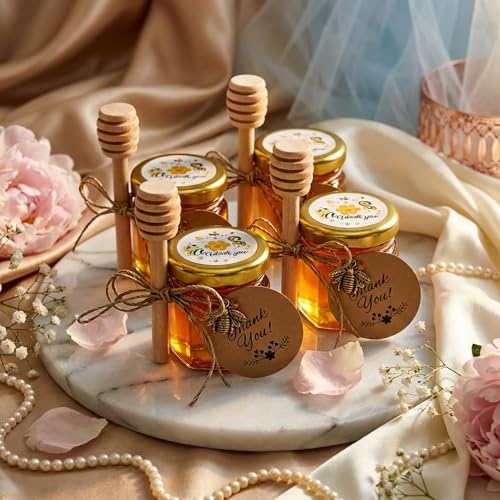 IIKUM 40 Pack Glass Honey Jars, 1.5 oz Honey Pot with Baby Shower Sash, Lids, Dippers, Bee Pendants, Gift Bags, Cards, Jute and Stickers-Ideal Honey Jars Set for Baby Shower, Wedding and Party Favors - Image 3