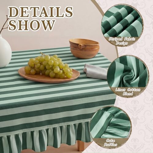 Tudomro Striped Tablecloth, Rectangle, Forest, Mint Green, 52'' X 70'' - Image 3