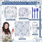 350 Pcs Something Blue Before I Do Paper Plates and Napkins Set - Image 3