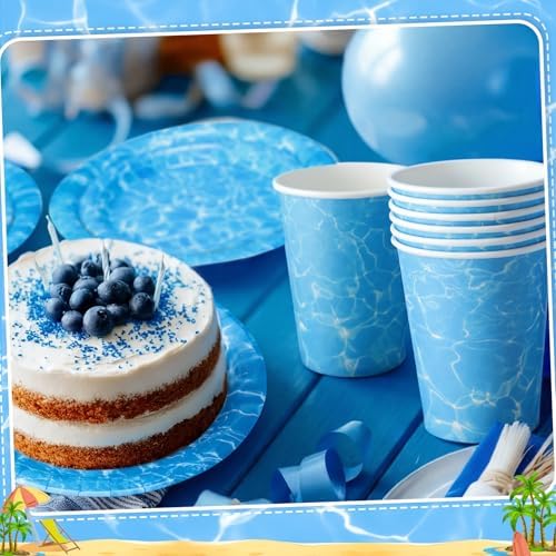Pickmesh 400 Pcs Ocean Waves Party Supplies, Blue Disposable Tableware Set - Image 5