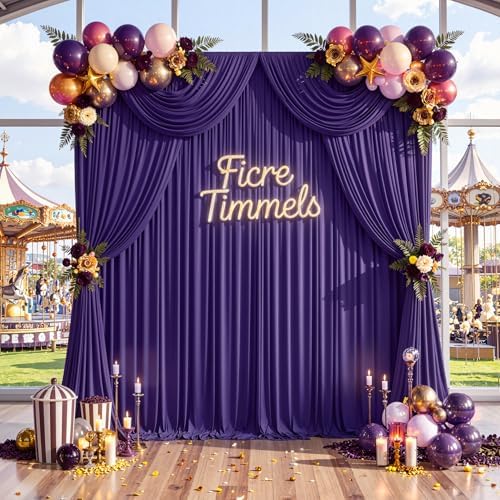 10 ft x 10 ft Wrinkle Free Purple Backdrop Curtain for Parties, Polyester Purple Photo Backdrop Drapes for Wedding Birthday Girls Party Mermaid Baby Shower,5ft x 10ft,2 Panels - Image 5