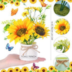 Zeyune Artificial Sunflower Potted Plants Rustic Wedding Table Centerpieces Summer Spring Kitchen Silk Yellow Flower with Plastic Pot for Home Bathroom Office Bridal Shower(8 Pcs,4 Colors,Sunflower) - Image 2