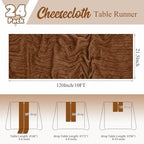 24 Pack Brown Table Runner 10Ft Cheesecloth Table Runner Rustic Gauze Table Runners Romantic Long Sheer Fabric Cheese Cloth Table Runners for Wedding Party Bridal Baby Shower - Image 2