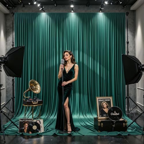 16ftx10ft Wrinkle Free Hunter Green Backdrop Curtain - 10 Feet Photography Backdrop Drapes, Silky Polyester Back Drop Cloth for Wedding Baby Shower Balloon Arch Background - Image 4