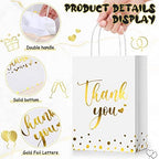 Tinlade 100 Pcs Thank You Gift Bags Bulk Paper Gold Thank You Wedding Bags with Handle for Business, Shopping, Wedding, Baby Shower, Party Favors (Black, White) - Image 6
