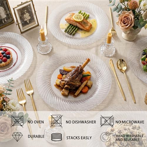 IOOOOO 100 Pcs 10" Clear Plastic Plates, Fancy Disposable Dinner Plates - Image 5
