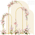 Set of 3 Metal Arch Backdrop Stands with Beige Covers, 6/6.6/7.2FT by Laxwuqu