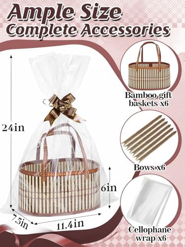 MADHOLLY 6Set Large Sturdy Bamboo Baskets for Gifts Empty, Easy to Assemble - Image 5